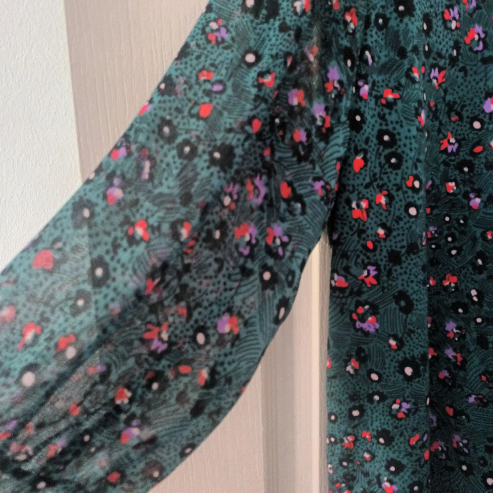Bloemenblouse GÉMO – Maat 38 (M) – Eenden Groen / Transparante mouwen – photo 6